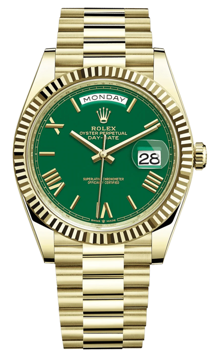 18140751 rolex day date 40 yellow gold day date 40mm reference 228238 green roman dial new 2022 release 102848 1280x 61bd1a3a 927b 4a34 812e 8093101862c1