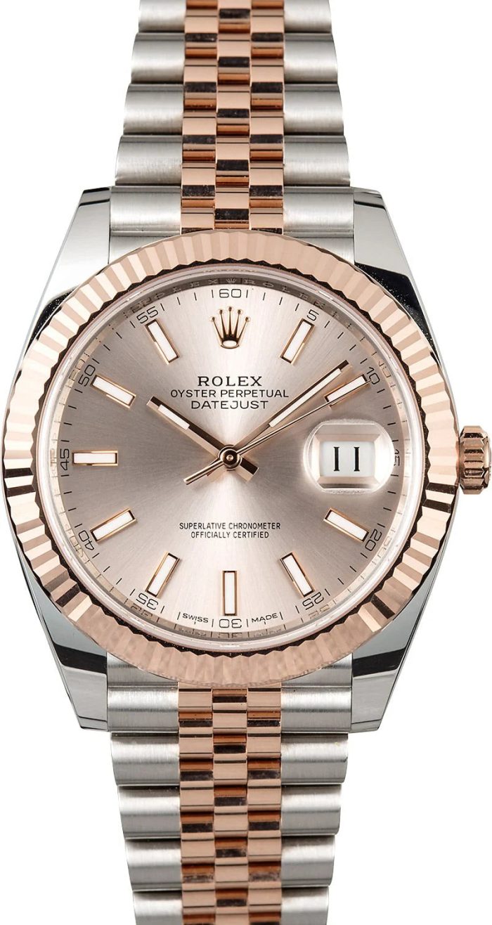 18141035 RolexDatejust41mm2Tone18kRoseGold StainlessSteelFlutedBezelSundustDialJubileeSteelWatch126331