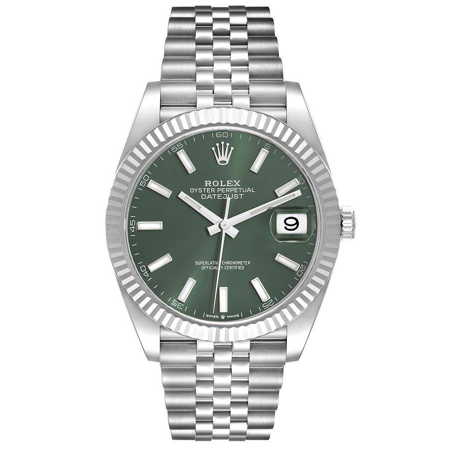 18229226 rolex datejust 41 steel white gold mint green dial mens watch 126334 64030 ab398 md