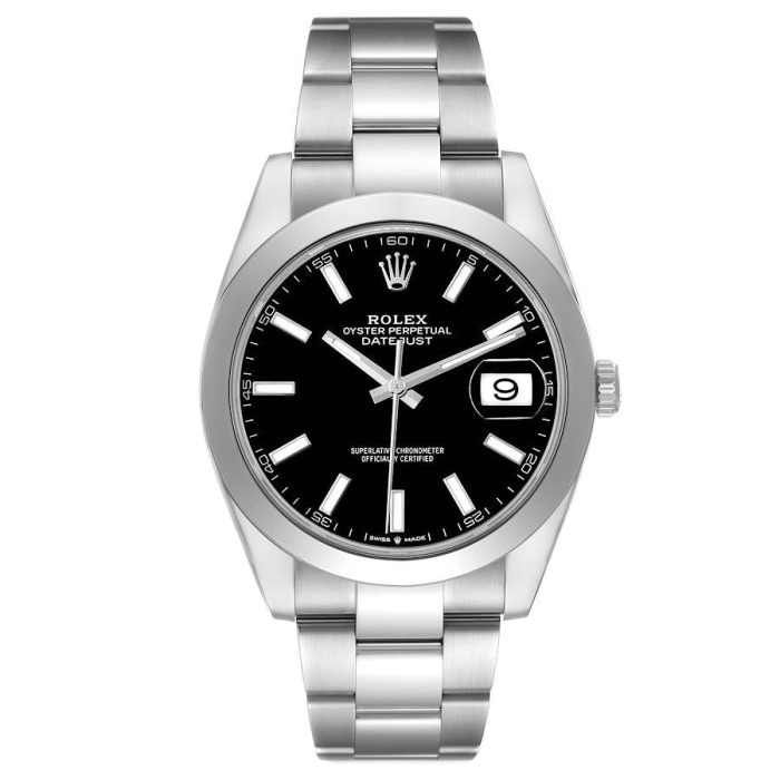 18229830 rolex datejust 41 black dial steel mens watch 126300 66580 00005 md