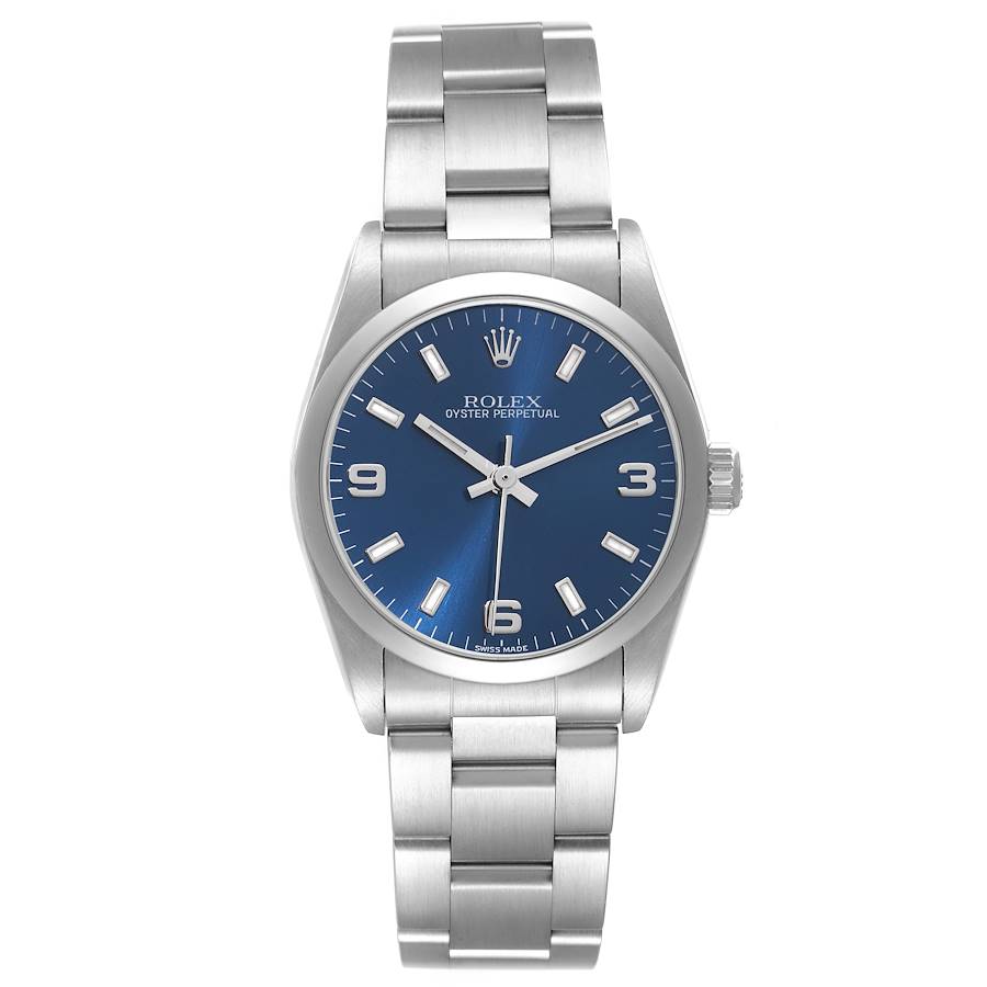 18259519 rolex oyster perpetual midsize 31 blue dial steel ladies watch 77080 box papers 77080 3f1f4 md