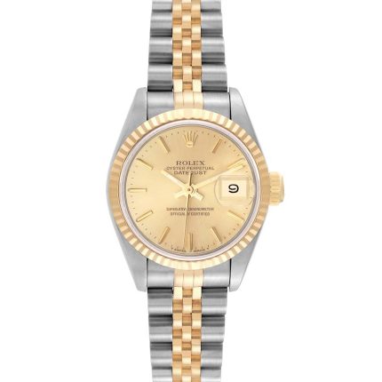 Rolex Datejust 26mm 2-Tone 18k Yellow Gold & Stainless Steel Gold Dial 18k YG Fluted Bezel Jubilee Band Watch 69173