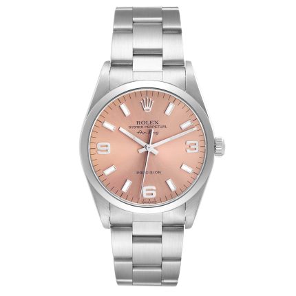 Rolex Oyster Perpetual Air-King 34mm Salmon Dial SS Smooth Bezel Oyster Band Stainless Steel Watch 14000