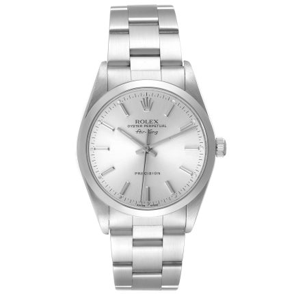 Rolex Oyster Perpetual Air-King 34mm Silver Dial SS Smooth Bezel Oyster Band Stainless Steel Watch 14000