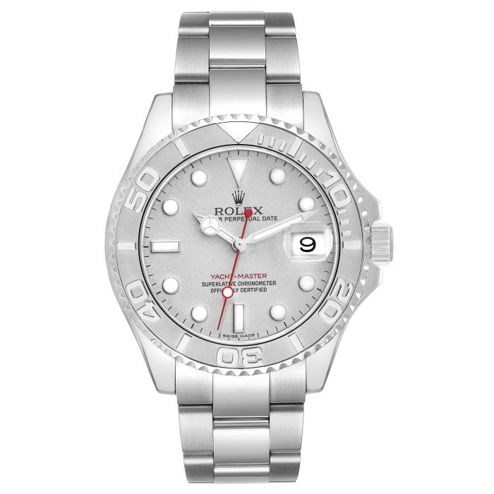 18267528 rolex yachtmaster platinum dial bezel steel mens watch 16622 box card 60620 3cdd8