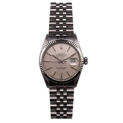 Rolex Datejust 36mm Silver dial with white gold Fluted Bezel Jubilee Watch 16014